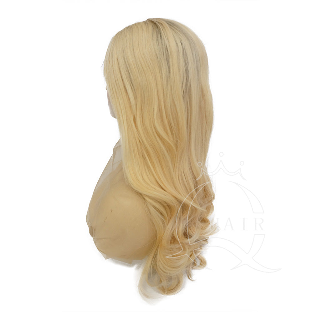 Long Virgin hair made natural looking lace top wig