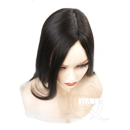 C15inch dark brown Brazilian virgin hair toppers for lady