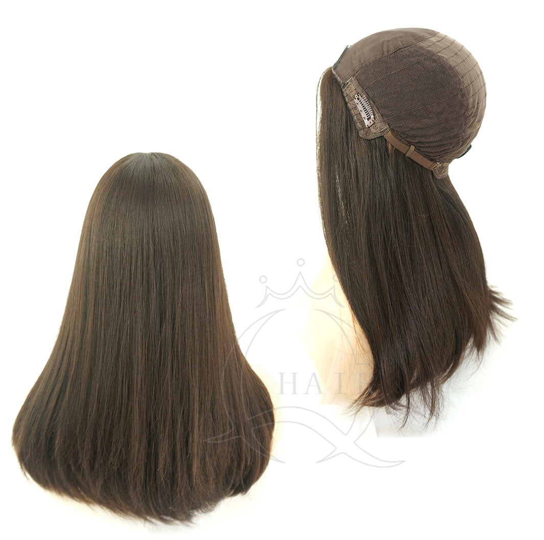 A 20INCH Natural dark brown silk top wigs for Kosher Women