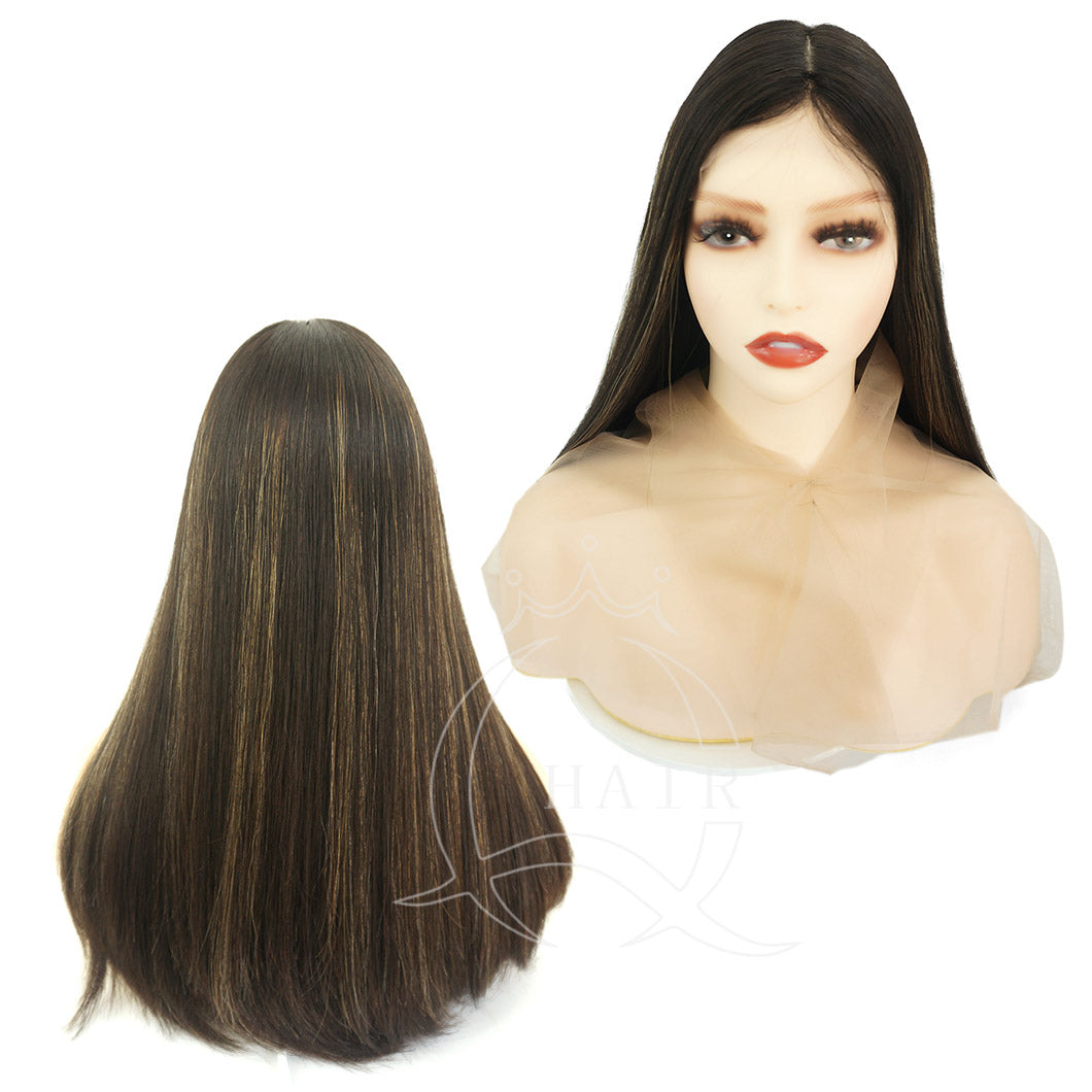 A22INCH Front lace silk top Jewish wig for kosher women