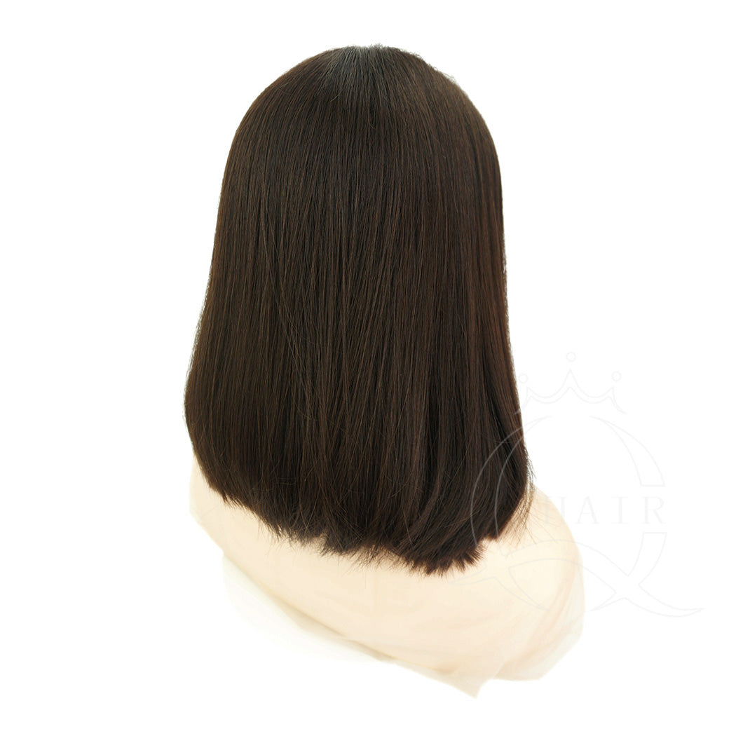 B14INCH Natural virgin hair made lace top wig for daily wear