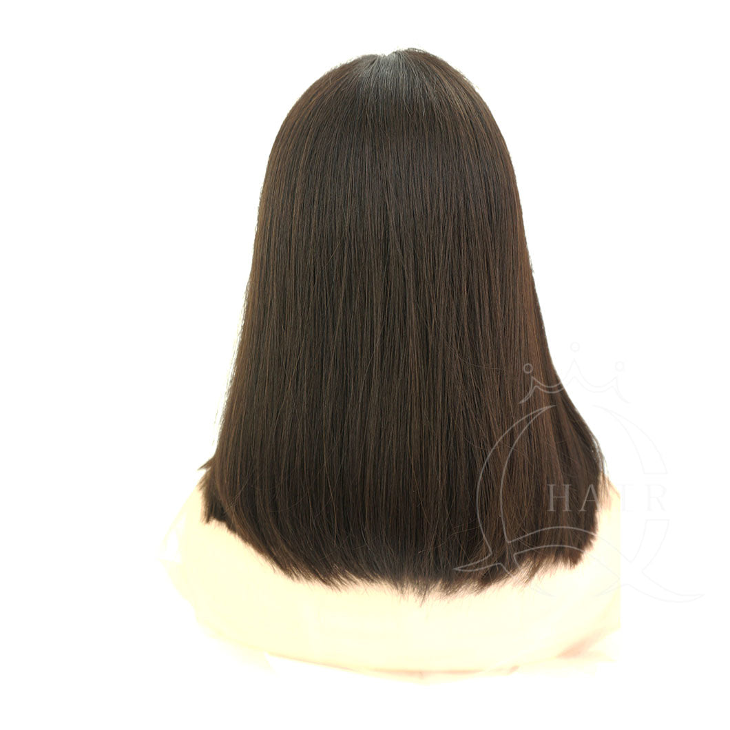 B14INCH Natural virgin hair made lace top wig for daily wear