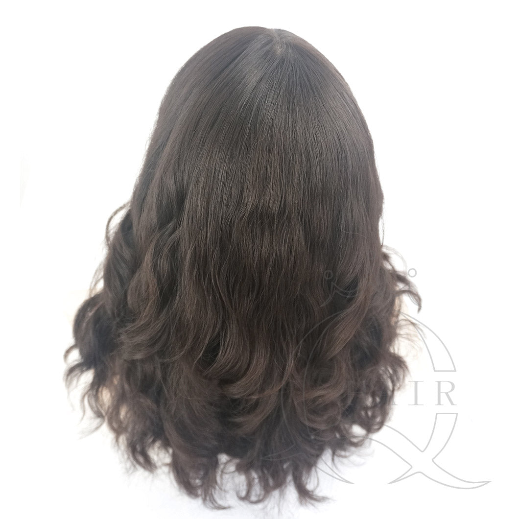 Natural black permanent wave wig