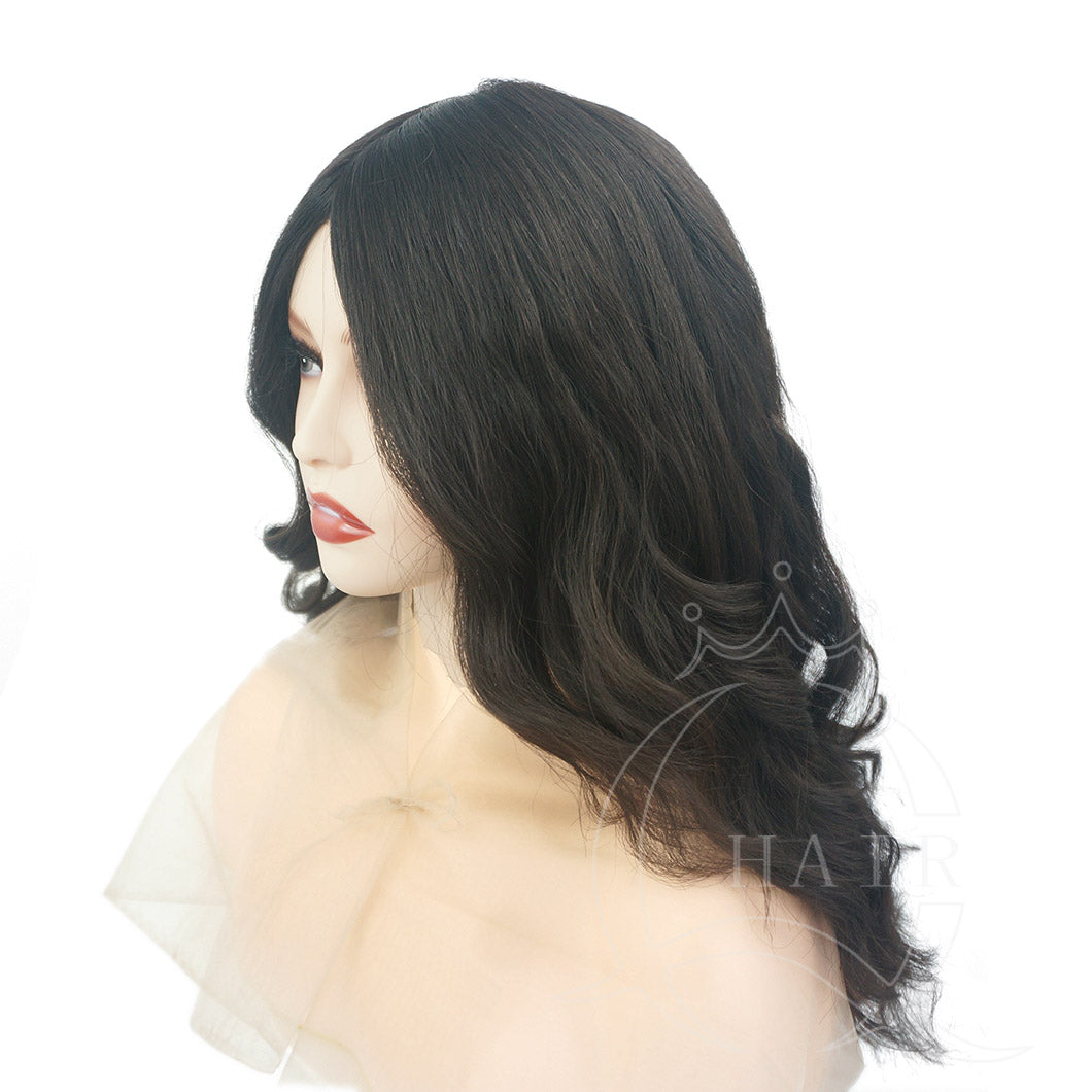 Natural black permanent wave wig