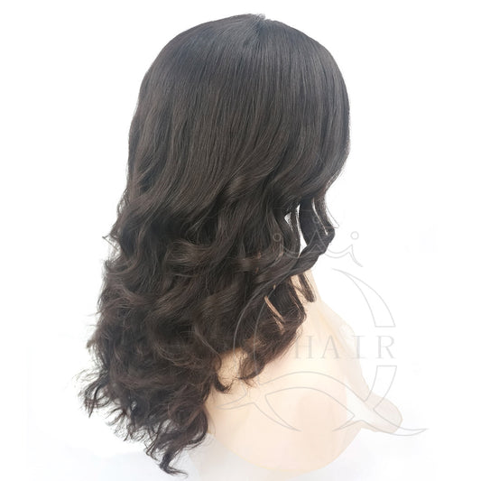 Natural black permanent wave wig