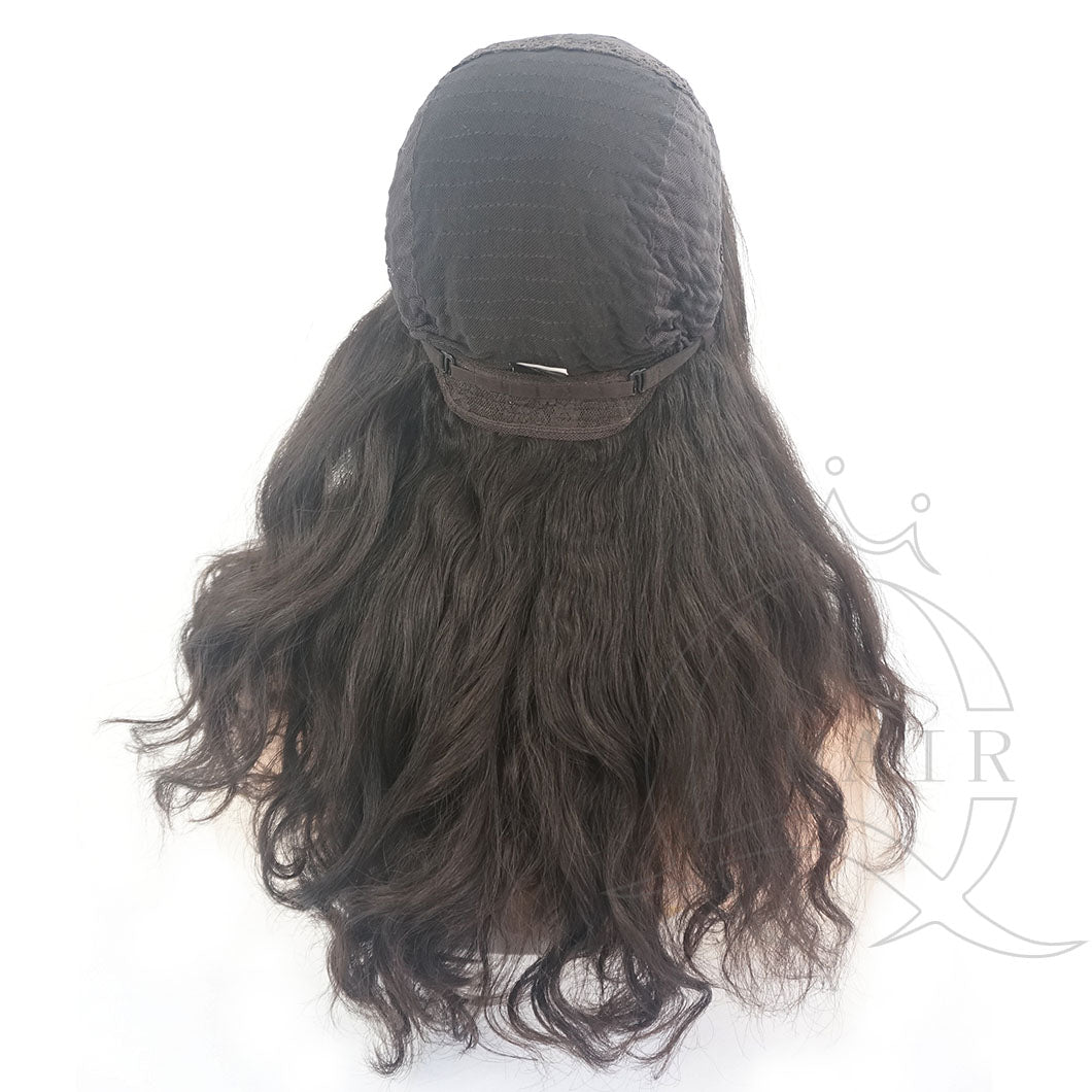 Natural black permanent wave wig