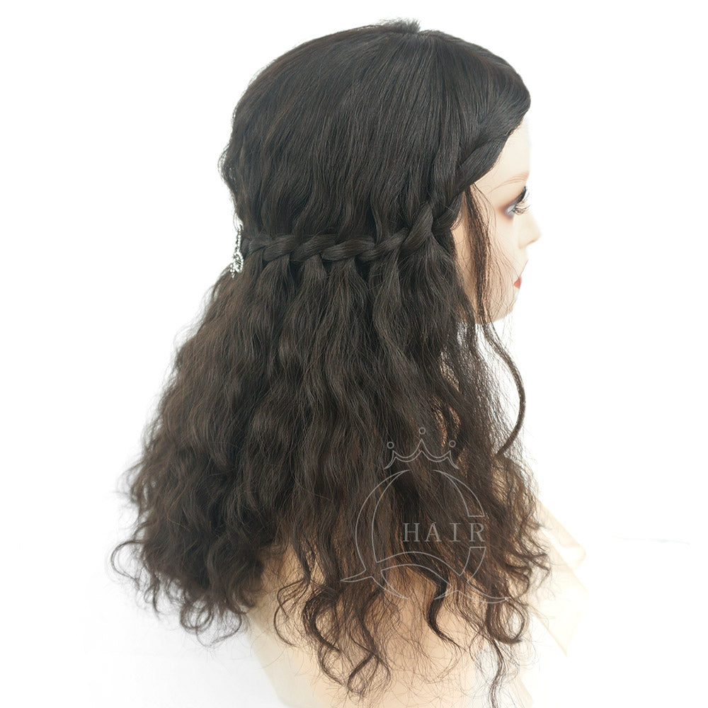 Mongolian virgin natural black curly human hair wig