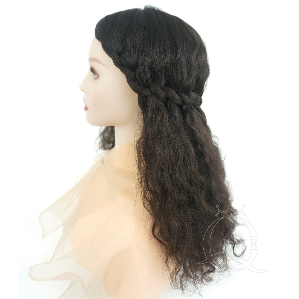 Mongolian virgin natural black curly human hair wig