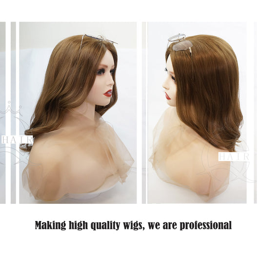 XA 18 inch European hair machine made light brown balayage wig for lady