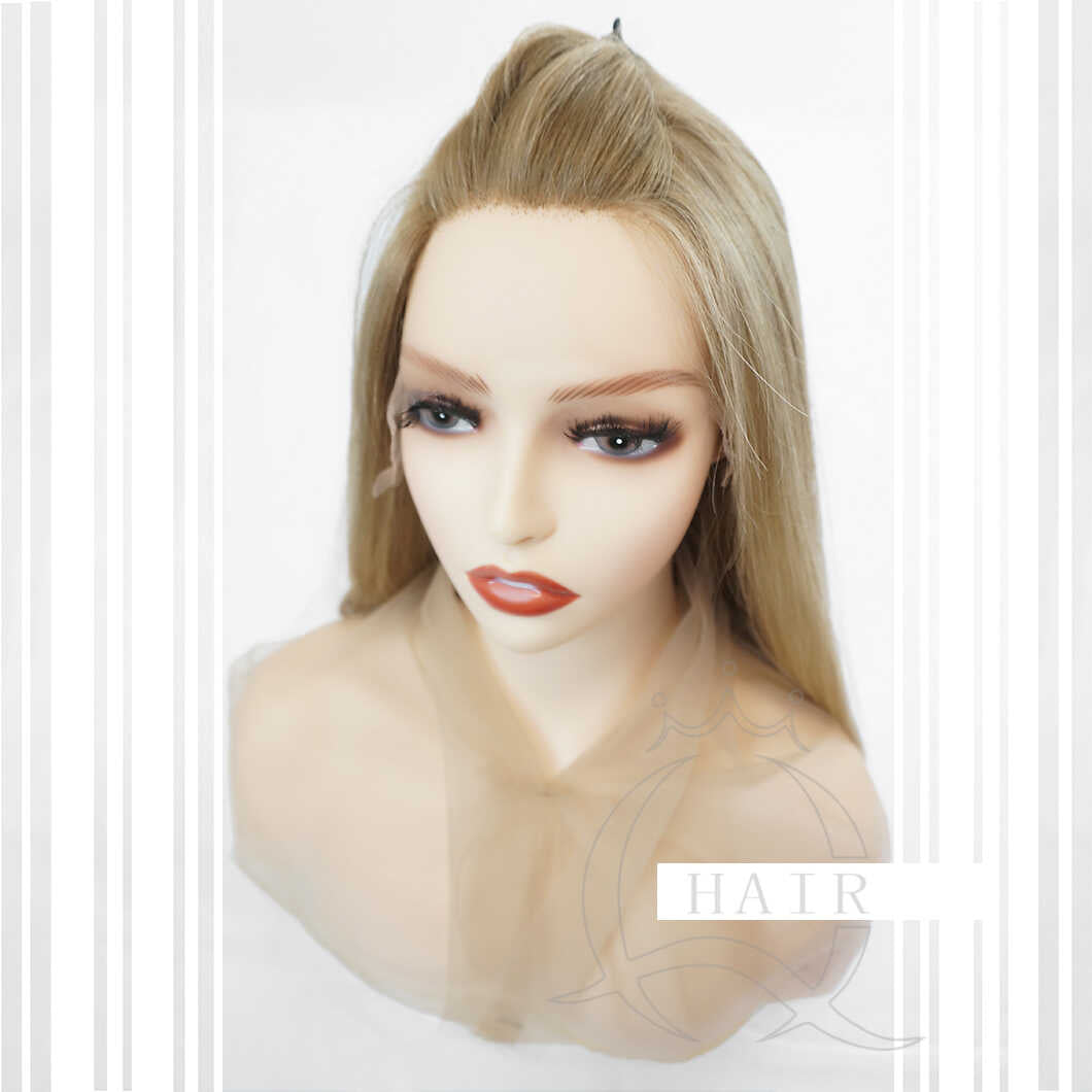 XA24” Inches light brown color virgin human hair top Lace wig