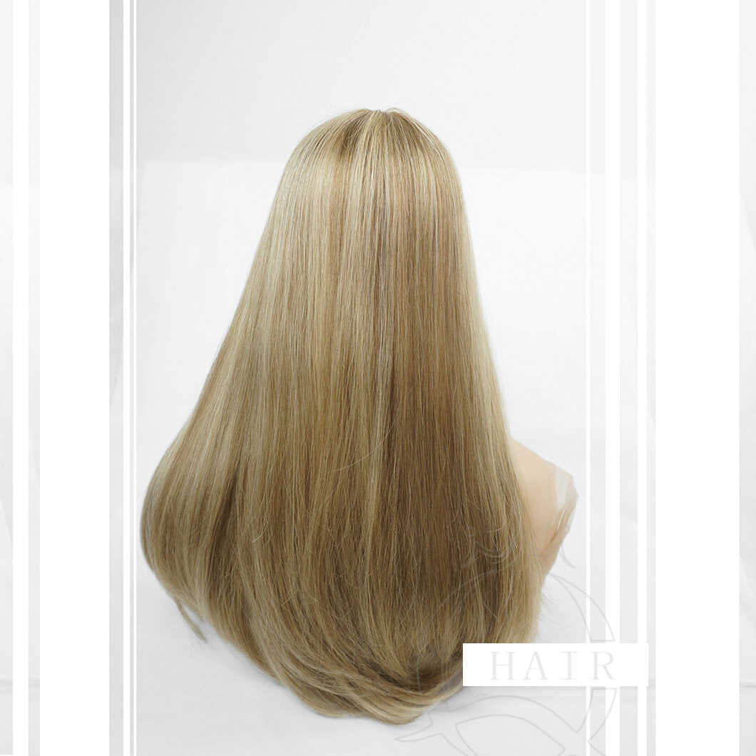 XA24” Inches light brown color virgin human hair top Lace wig