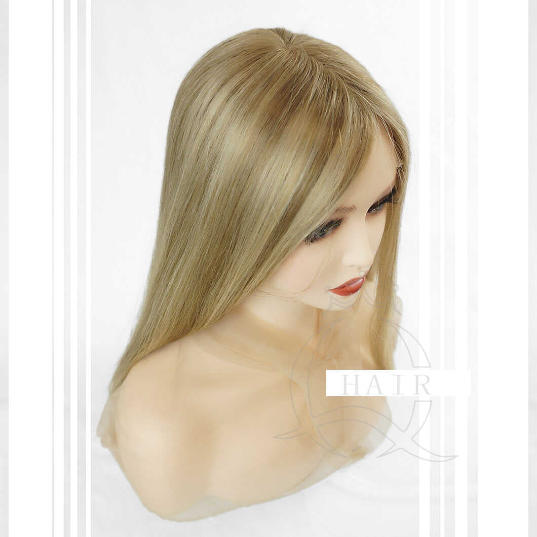 XA24” Inches light brown color virgin human hair top Lace wig