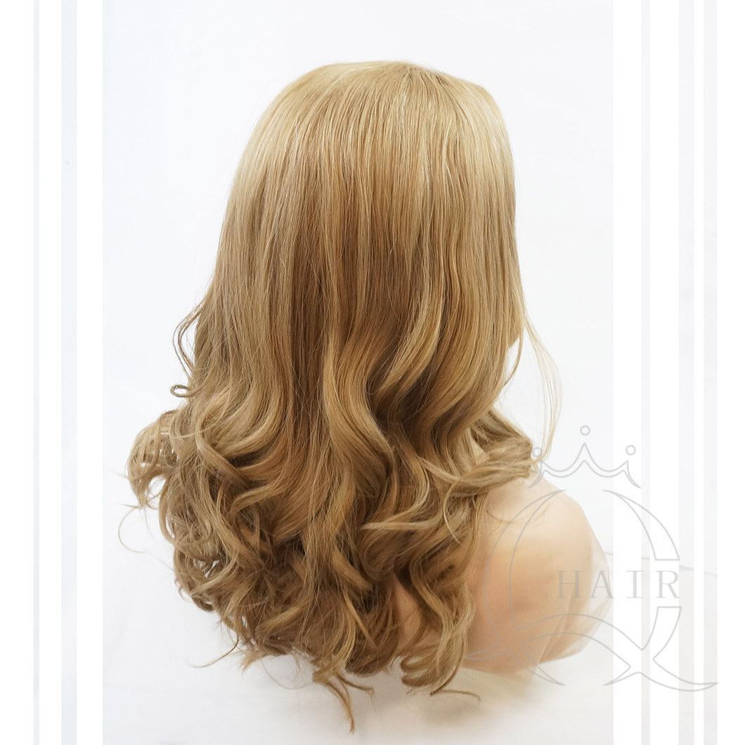 21inch Machine made European hair wigs blonde color wig for lady with less hair