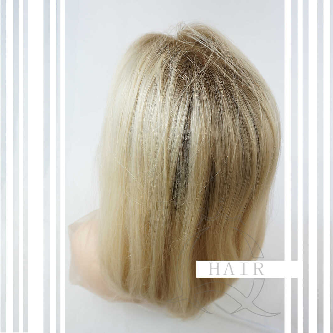 18 Inches Natural virgin hair made blonde beauty color lace top wig