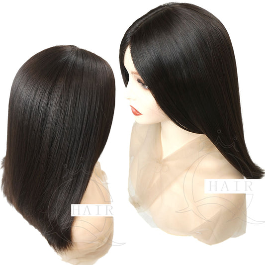 A 18inchs Natural human hair silk top Wigs for fast shipping