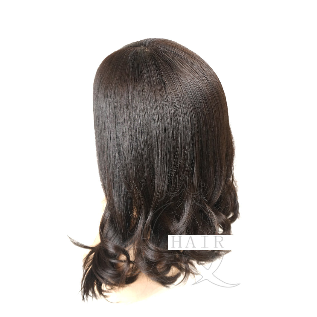 XA18inch Luxury virgin Human Hair Kosher Wigs: Simulated skin top