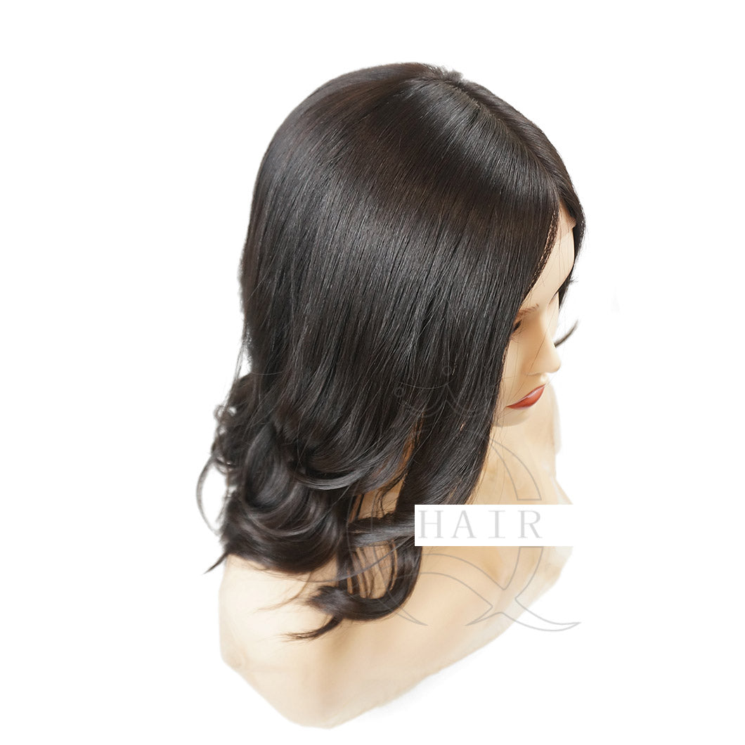 XA18inch Luxury virgin Human Hair Kosher Wigs: Simulated skin top