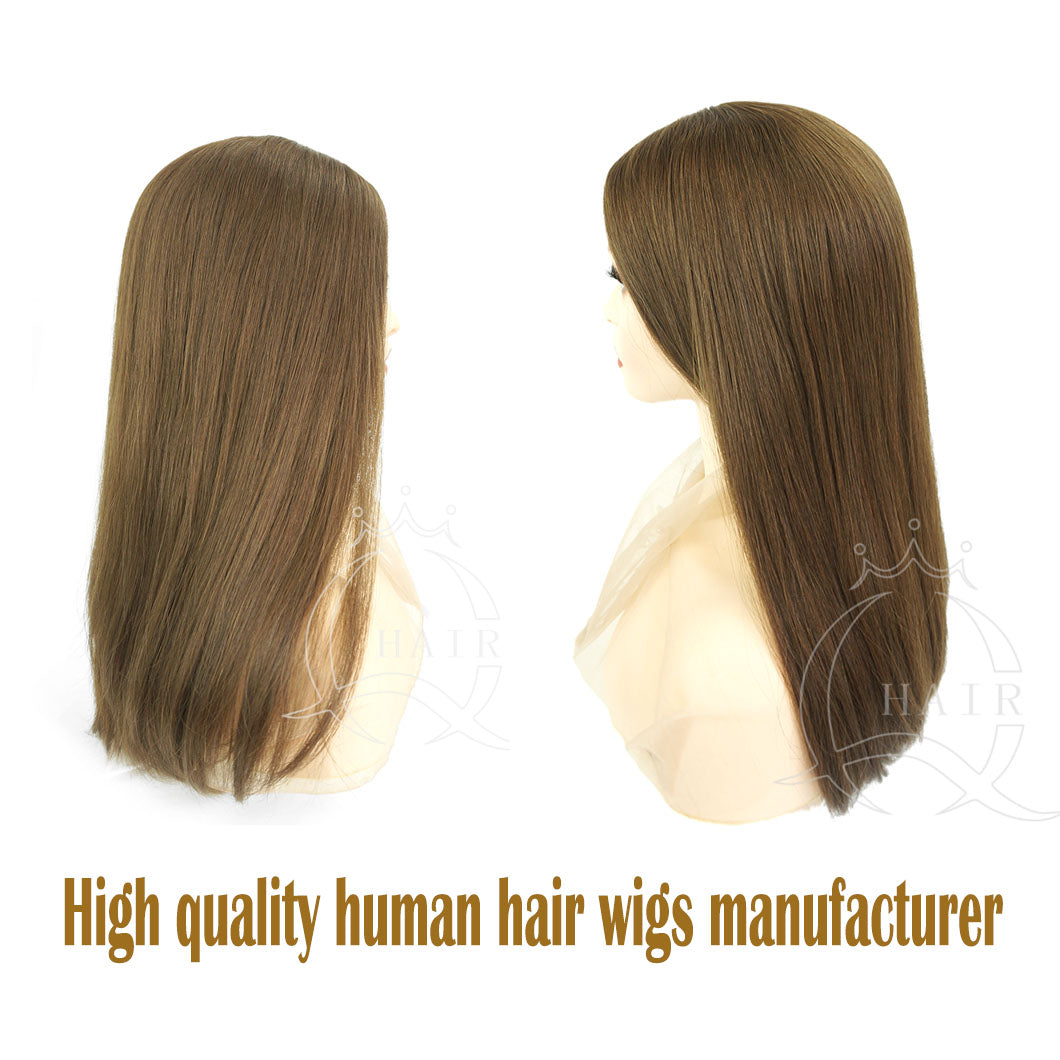XA 22inch Light Brown Virgin human hair made headcovers perruque for Jewish women