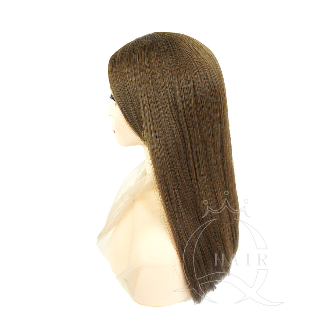 XA 22inch Light Brown Virgin human hair made headcovers perruque for Jewish women