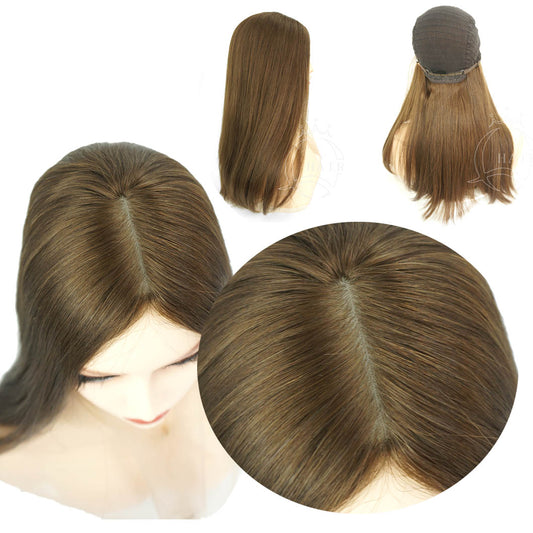 XA 22inch Light Brown Virgin human hair made headcovers perruque for Jewish women