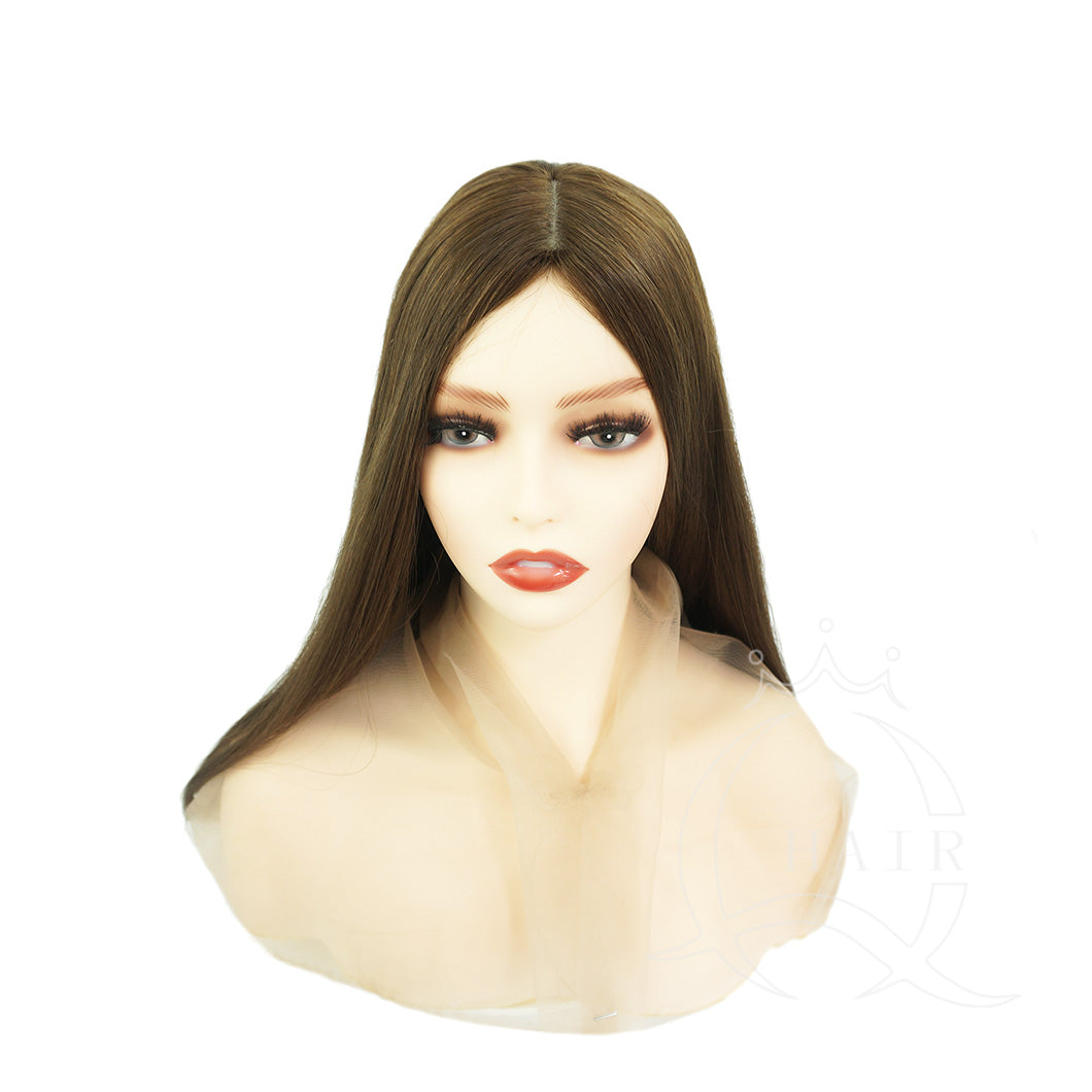 XA 22inch Light Brown Virgin human hair made headcovers perruque for Jewish women