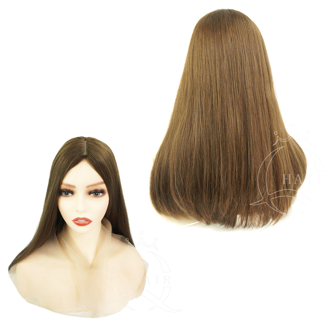 XA 22inch Light Brown Virgin human hair made headcovers perruque for Jewish women