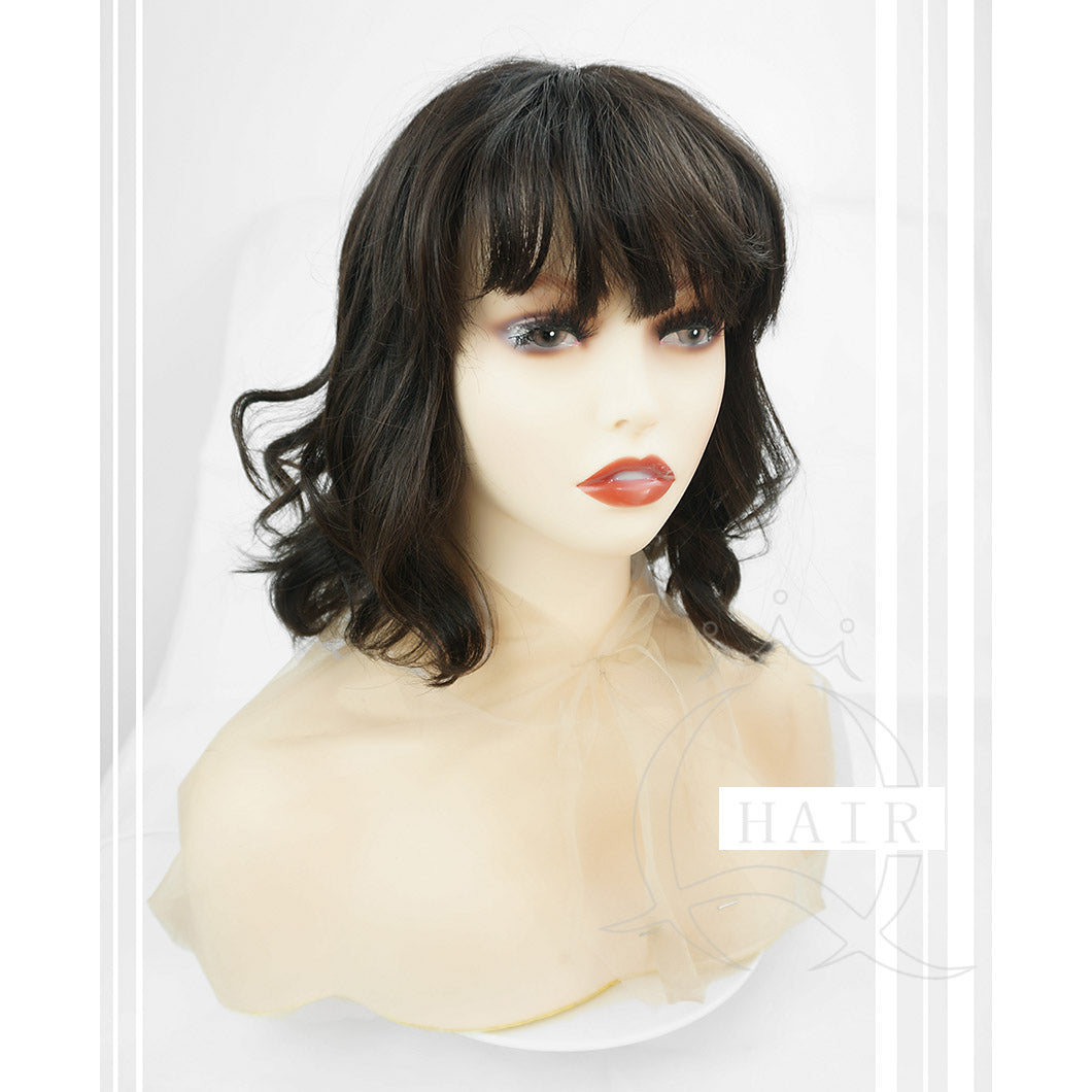 A 14inch Natural human hair made silk top Kosher headcovering with fringe