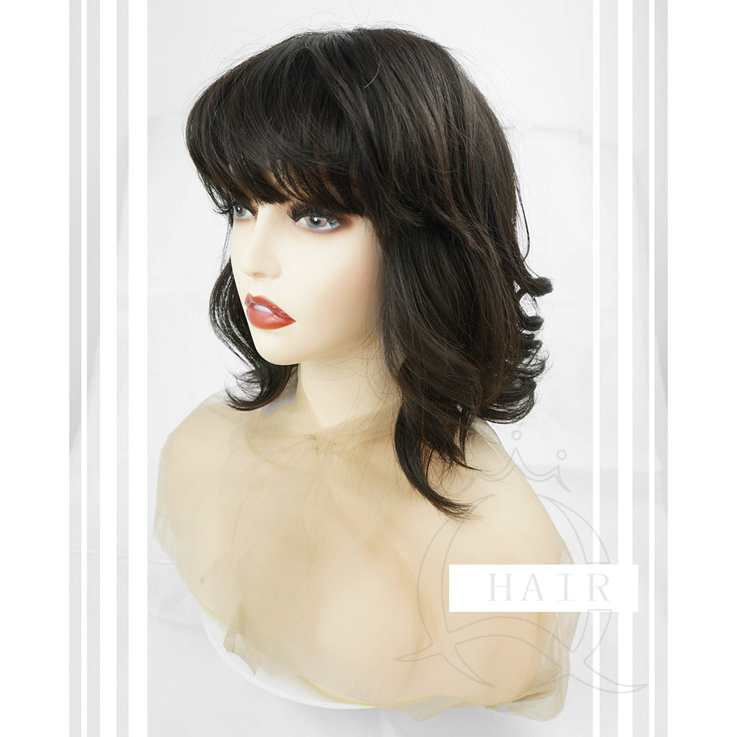 A 14inch Natural human hair made silk top Kosher headcovering with fringe