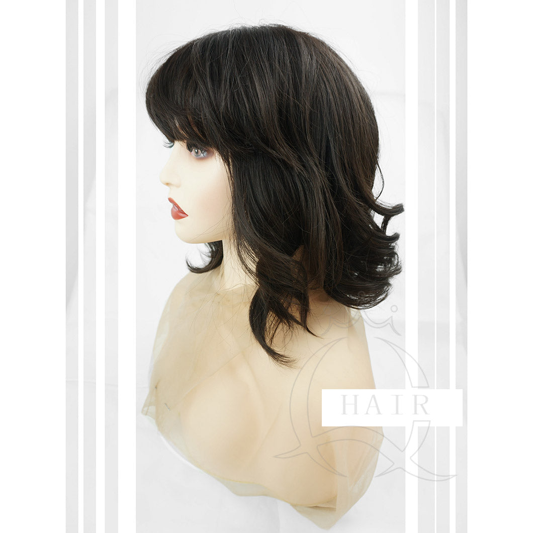 A 14inch Natural human hair made silk top Kosher headcovering with fringe