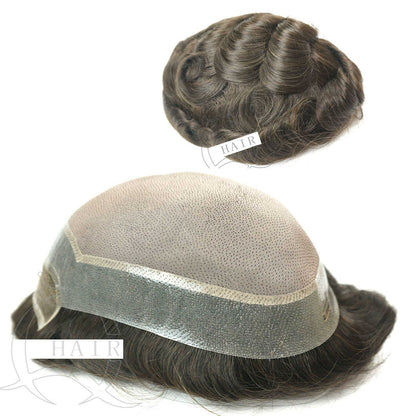 European hair texture hair made mono front lace toupee for men