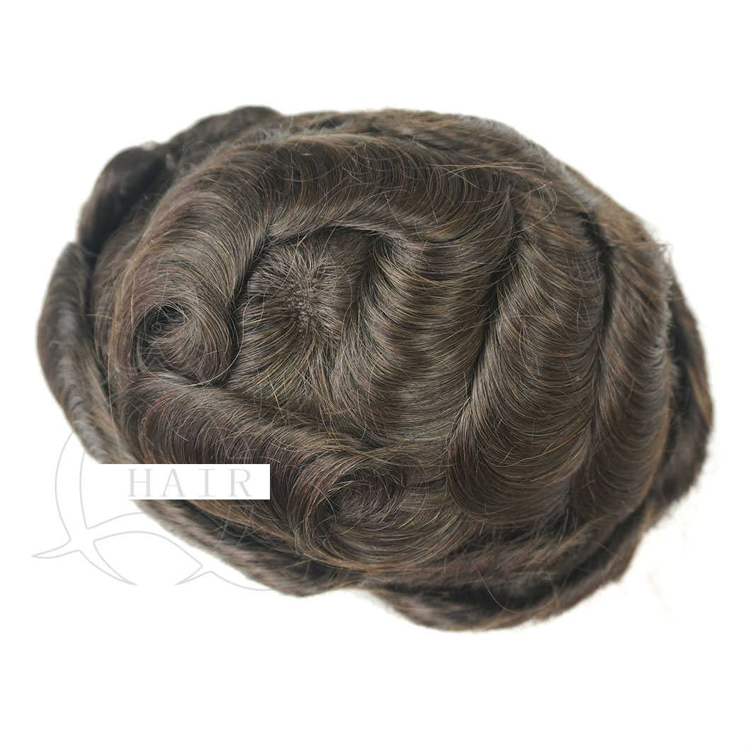 European hair texture hair made mono front lace toupee for men