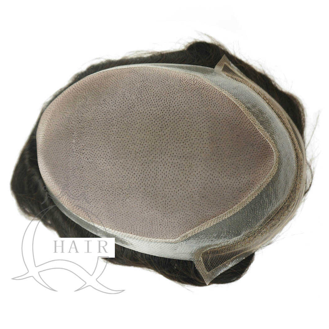 European hair texture hair made mono front lace toupee for men