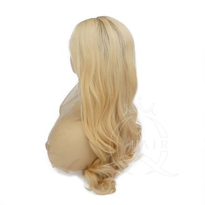 Long Virgin hair made natural looking lace top wig