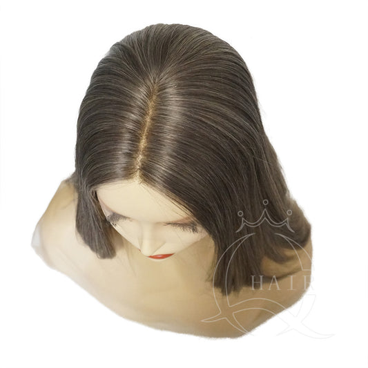 Gray and White Real Human Hair Wig with Natural Lace Front – Realistic Look