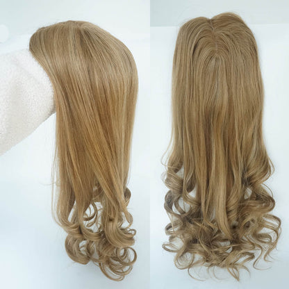 Virgin human hair made blonde color hair top hairpiece for lady
