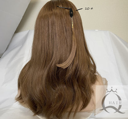 European Remy hair wig light brown hair band fall 3/4 wig