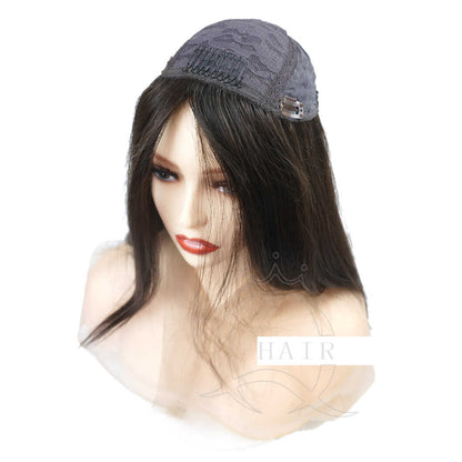 C15inch dark brown Brazilian virgin hair toppers for lady