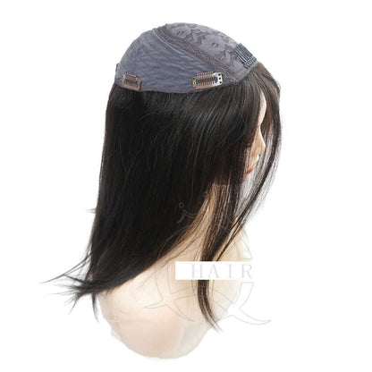 C15inch dark brown Brazilian virgin hair toppers for lady