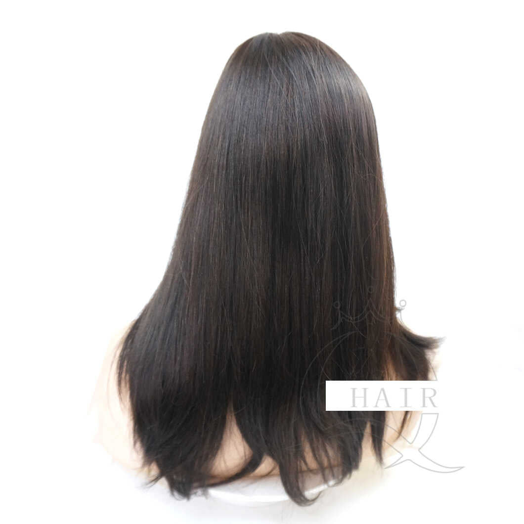 C15inch dark brown Brazilian virgin hair toppers for lady