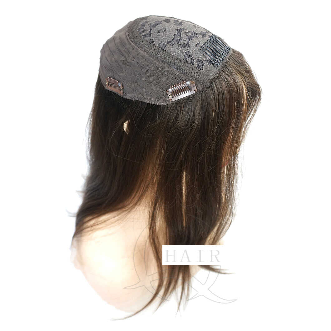 Light brown Hair Systems for lady with alopecia thin hair loss problem