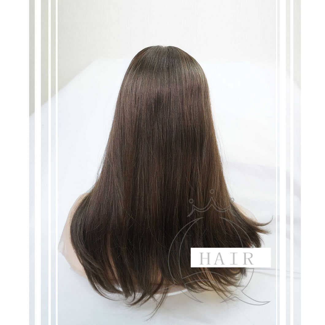 Light brown Hair Systems for lady with alopecia thin hair loss problem