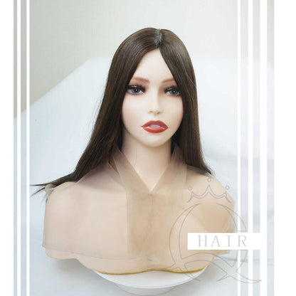 Light brown Hair Systems for lady with alopecia thin hair loss problem