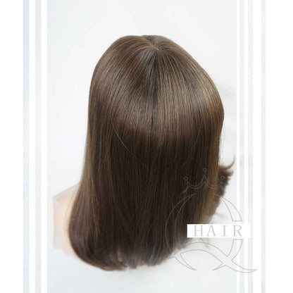 Light brown Hair Systems for lady with alopecia thin hair loss problem