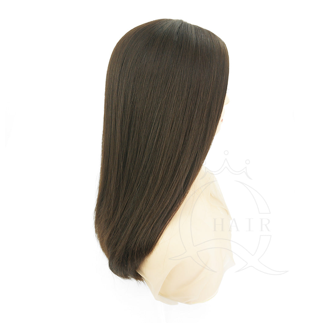 A 20INCH Natural dark brown silk top wigs for Kosher Women