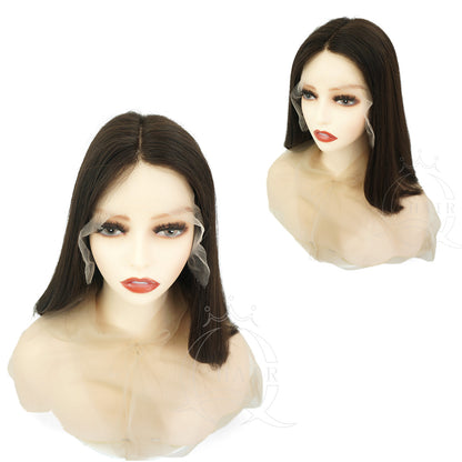 B14INCH Natural virgin hair made lace top wig for daily wear
