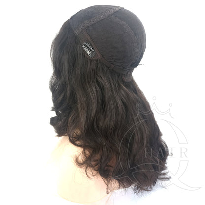 Natural black permanent wave wig