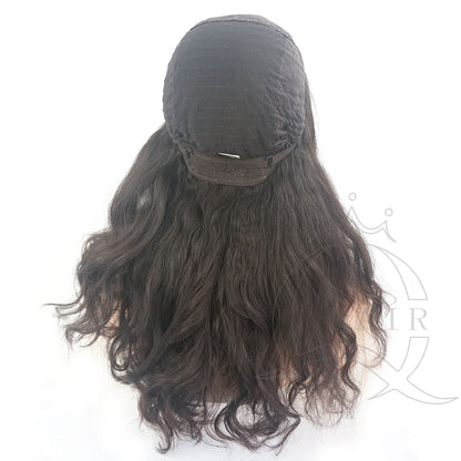 Natural black permanent wave wig