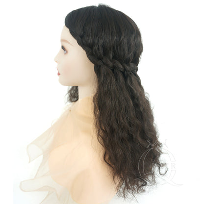 Mongolian virgin natural black curly human hair wig