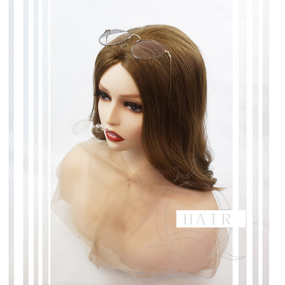 XA 18 inch European hair machine made light brown balayage wig for lady