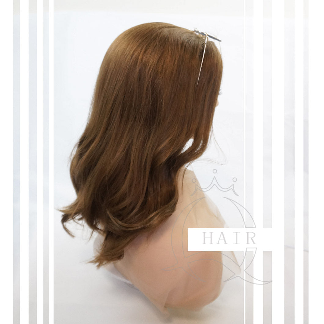 XA 18 inch European hair machine made light brown balayage wig for lady